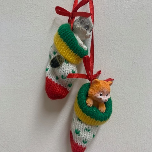 Two Cute Kitties in Christmas Stocking Ornament for the Cat Lover - Picture 3 of 6